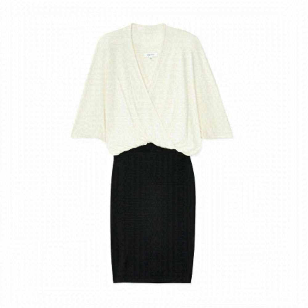 ARITZIA Babaton Ivory and Black Dress with Layered Top and Bodycon Bottom XS